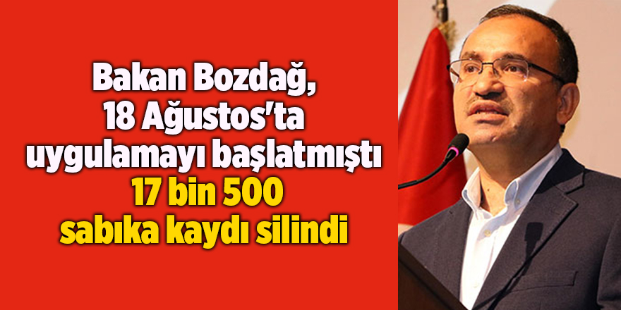 Bakan Bozdağ, 18 Ağustos'ta uygulamayı başlatmıştı  17 bin 500 sabıka kaydı silindi