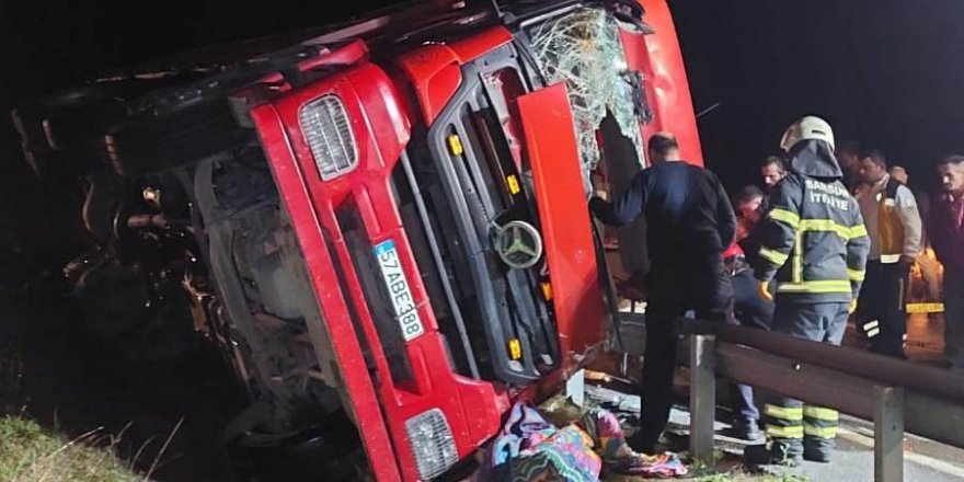 Tomruk yüklü kamyon devrildi 1 yaralı - samsun haber