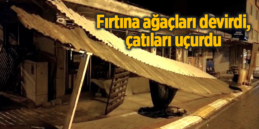 Fırtına ağaçları devirdi, çatıları uçurdu