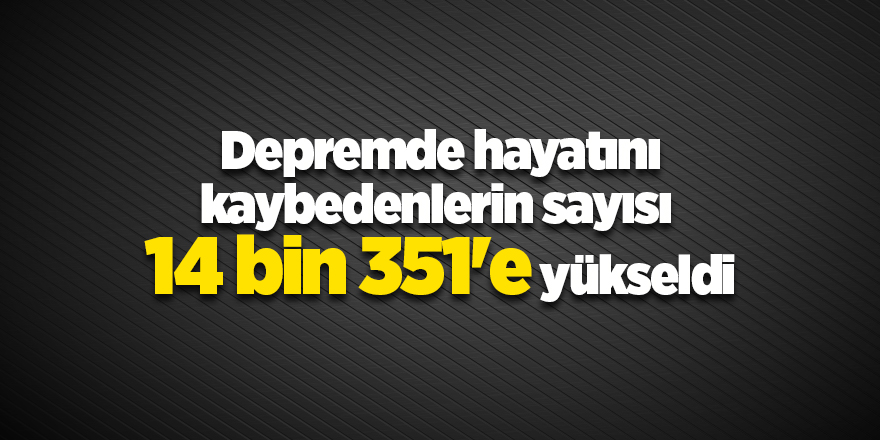 Depremde hayatını kaybedenlerin sayısı  14 bin 351'e yükseldi