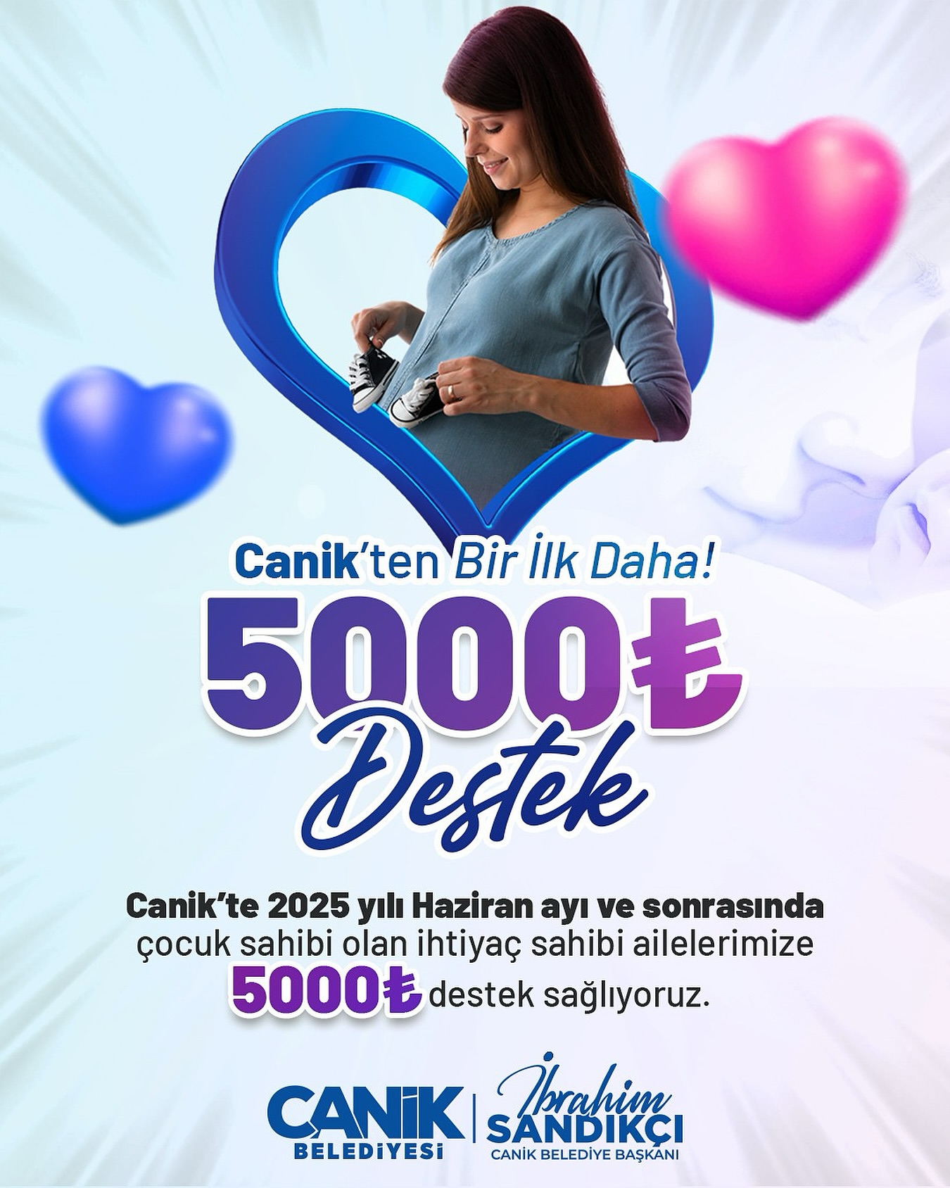 Canik Belediyesi'nden ailelere 5 bin TL destek