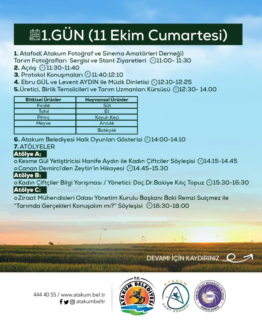 Atakum Belediyesi öncülüğünde Çakırlar Korusu’nda ‘Atakum Tarım Şenliği’  düzenleniyor