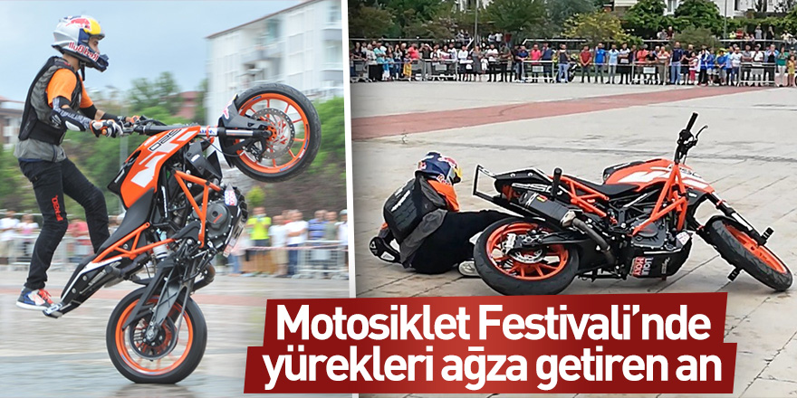 Motosiklet Festivali'nde yürekleri ağza getiren an