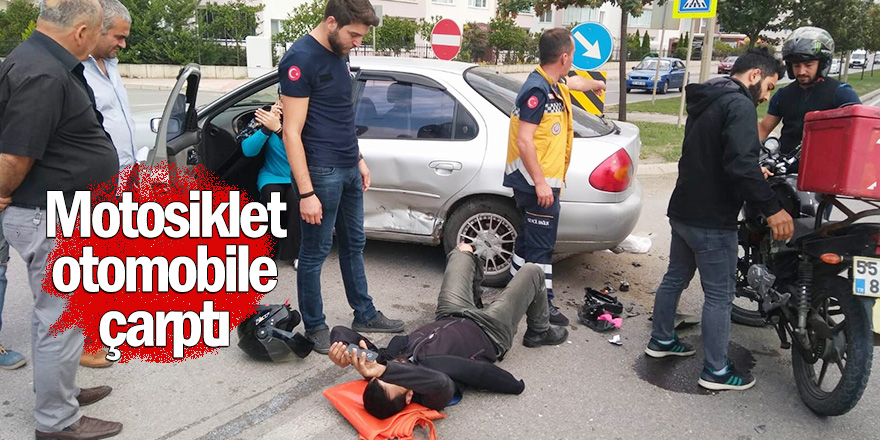 Samsun'da motosiklet otomobile çarptı: 1 yaralı