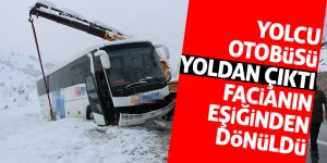 Yolcu otobüsü yoldan çıktı, facianın eşiğinden dönüldü 