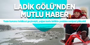 Kar yağdı Ladik Gölü'nde su seviyesi yükseldi