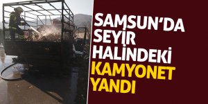 Sebze ve meyve yüklü kamyonet seyir halindeyken yandı