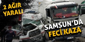 Samsun'da tır cenaze aracına çarptı: 2 yaralı 