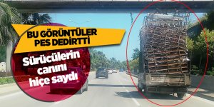 Somya yüklü kamyonet trafikte tehlike saçtı 