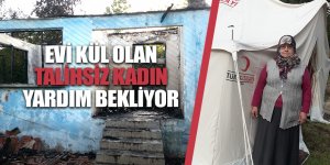 Yangında evi yanan yaşlı kadın çadırda yaşıyor
