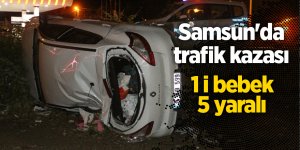 Refüje ve direğe çarparak takla attı