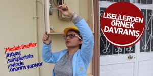 Meslek liseliler, ihtiyaç sahiplerinin evinde onarım yapıyor