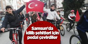 Samsun'da İdlib şehitleri için pedal çevirdiler