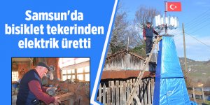 Samsun'da bisiklet tekerinden elektrik üretti