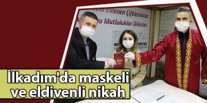 İlkadım'da maskeli ve eldivenli nikah