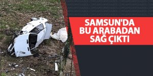 Samsun'da bu arabadan sağ çıktı