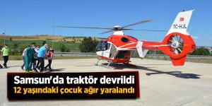 Samsun'da traktör devrildi