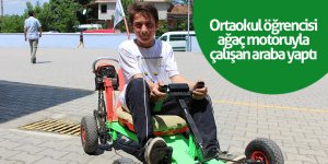 Ortaokul öğrencisi ağaç motoruyla çalışan araba yaptı
