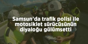 Samsun'da trafik polisi ile motosiklet sürücüsünün diyaloğu gülümsetti - samsun haber