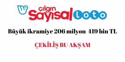 Çılgın Sayısal Loto'da büyük ikramiye 206 milyon  419 bin TL