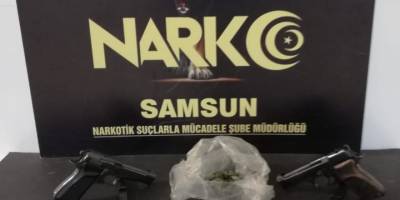 Samsun'da iş yerinde tabanca ve uyuşturucu ile yakalandı - samsun haber