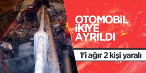 Köprü bariyeri otomobile ok gibi saplandı: 2 yaralı 