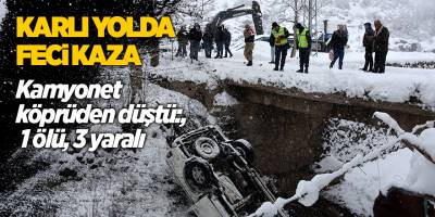 Kamyonet köprüden düştü:, 1 ölü, 3 yaralı