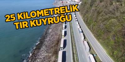 25 kilometrelik tır kuyruğu
