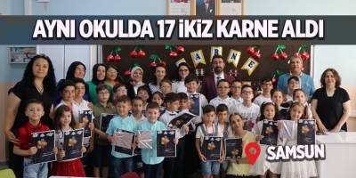 Aynı okulda 17 ikiz karne aldı
