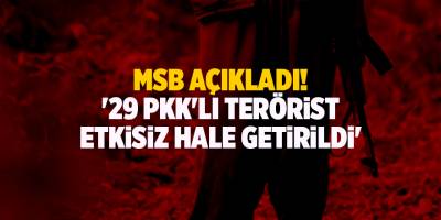MSB açıkladı! '29 PKK'lı terörist etkisiz hale getirildi'