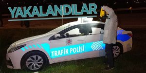 Maket trafik polis araçlarının tepe lambalarını çalanlar yakalandı