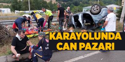 Tatil dönüşü otomobil takla attı 2'si ağır 4 yaralı