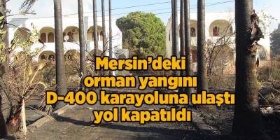 Mersin’deki orman yangını D-400 karayoluna ulaştı  yol kapatıldı