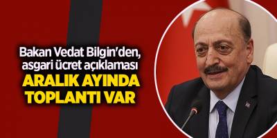 Bakan Vedat Bilgin'den, asgari ücret açıklaması  Aralık ayında toplantı var