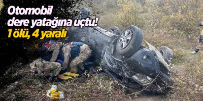 Otomobil dere yatağına uçtu! 1 ölü, 4 yaralı