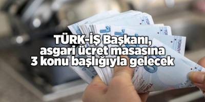 TÜRK-İŞ Başkanı, asgari ücret masasına 3 konu başlığıyla gelecek