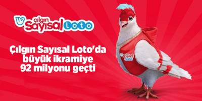 Çılgın Sayısal Loto'da büyük ikramiye 92 milyonu geçti
