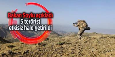 Bakan Soylu açıkladı! 5 terörist etkisiz hale getirildi