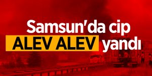Samsun'da seyir halindeki cip yandı