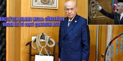 Bahçeli’den anlamlı mesaj: Gönderilen urgan ile İyi Parti çantasını astı