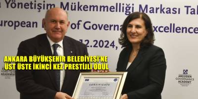 Ankara Büyükşehir Belediyesi’ne üst üste ikinci kez prestijli ödül
