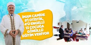 İmam camide 8'i otistik, 4'ü engelli 13 çocuğa gönüllü eğitim veriyor