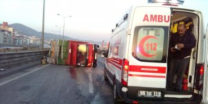 Boş arı kovanı yüklü kamyon devrildi: 2 yaralı